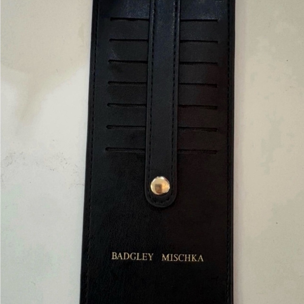 Badgley Mischka Black Card Holder with Gold Accent